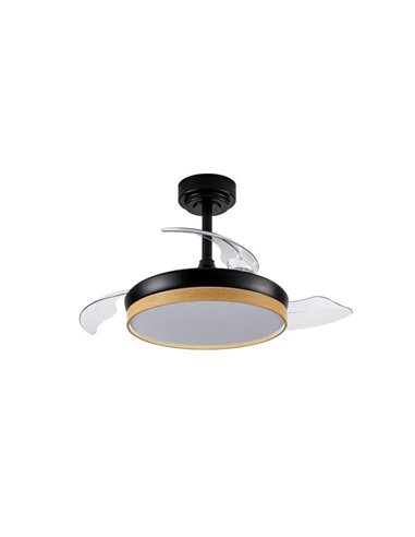 Ventilador LED con aspas plegables PANAM MINI,  negro 46W 5520Lm CCT, Ø39cm