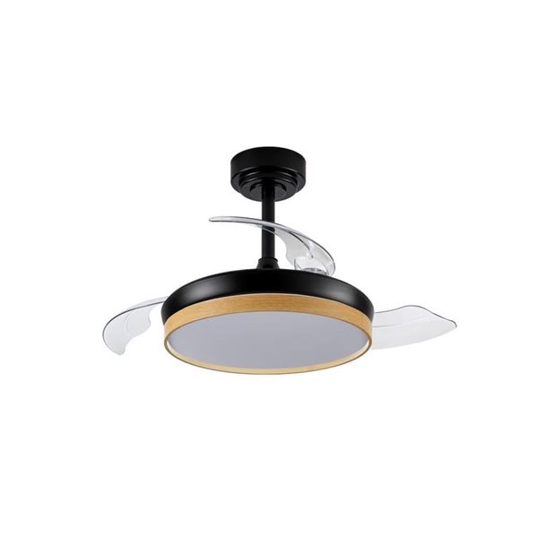 Ventilador LED con aspas plegables PANAM MINI,  negro 46W 5520Lm CCT, Ø39cm