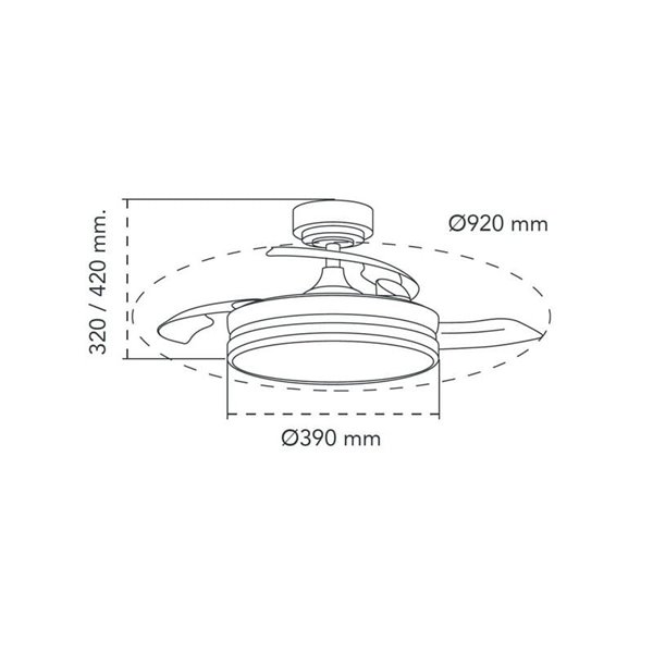 Ventilador LED con aspas plegables PANAM MINI,  negro 46W 5520Lm CCT, Ø39cm