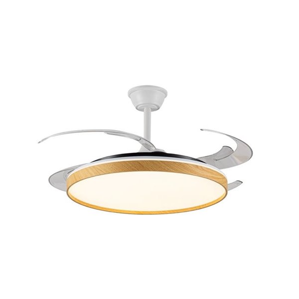 Ventilador LED PANAM L com pás dobráveis, 80W 8000Lm CCT Ø60cm