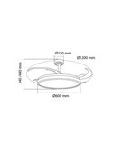 Ventilador LED aspas plegables PANAM L, 80W 8000Lm CCT Ø60cm