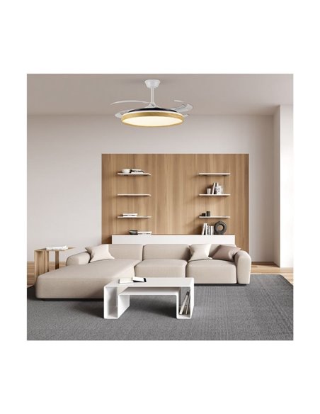 Ventilateur LED PANAM L à pales repliables, 80W 8000Lm CCT Ø60cm