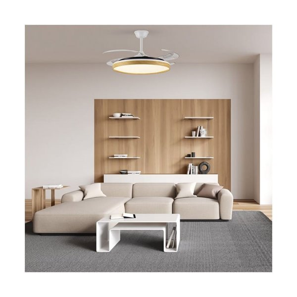 Ventilador LED PANAM L com pás dobráveis, 80W 8000Lm CCT Ø60cm