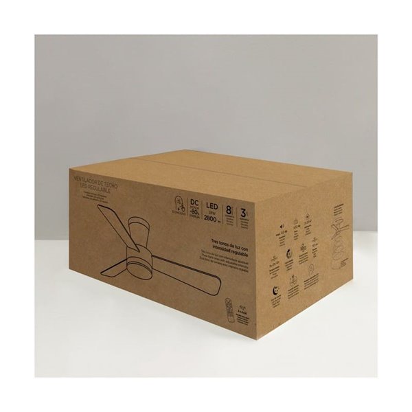 Ventilador LED de techo BENDA, 3 aspas negro, 28W 2800Lm CCT Dim, Ø101cm