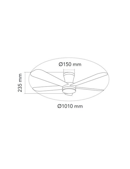 Ventilador de teto Benda LED, 5 pás brancas, 28W 2800Lm CCT Dim, Ø101cm