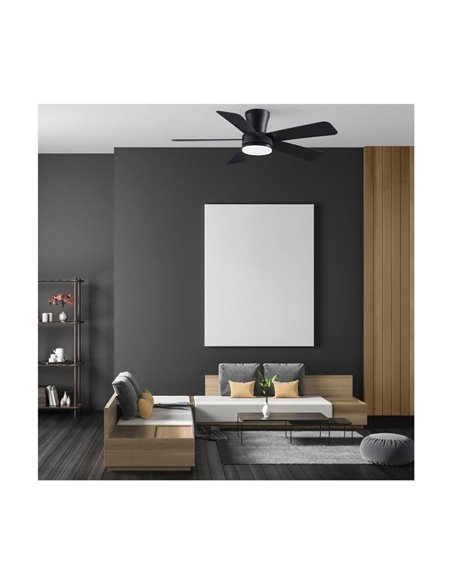 Ventilateur de plafond LED Benda, 5 pales noires, 28 W, 2800 lm, CCT Dim, Ø 101 cm