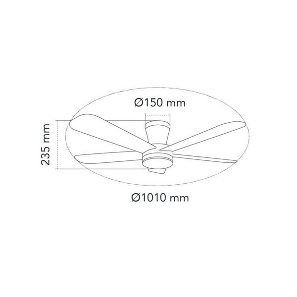 Ventilateur de plafond LED Benda, 5 pales noires, 28 W, 2800 lm, CCT Dim, Ø 101 cm