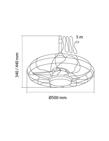 Ventilador LED FRESHFAN, con gancho y cable de 5m para exterior, negro IP65 20W 2000Lm CCT Dim