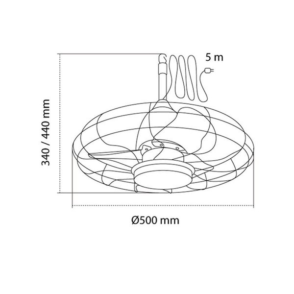 Ventilador LED FRESHFAN, con gancho y cable de 5m para exterior, negro IP65 20W 2000Lm CCT Dim