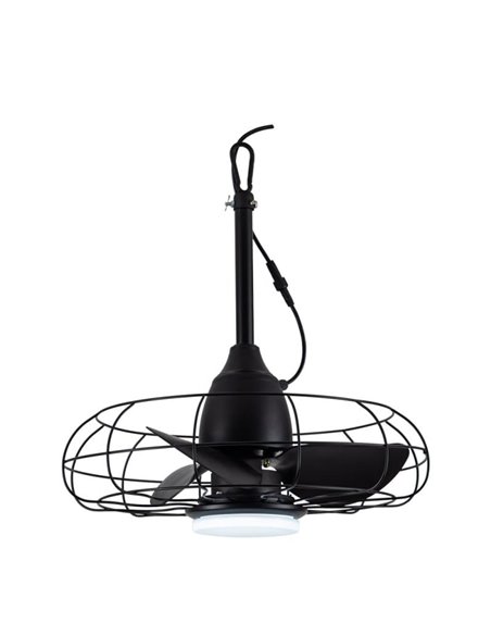 Ventilador LED FRESHFAN, con gancho y cable de 5m para exterior, negro IP65 20W 2000Lm CCT Dim