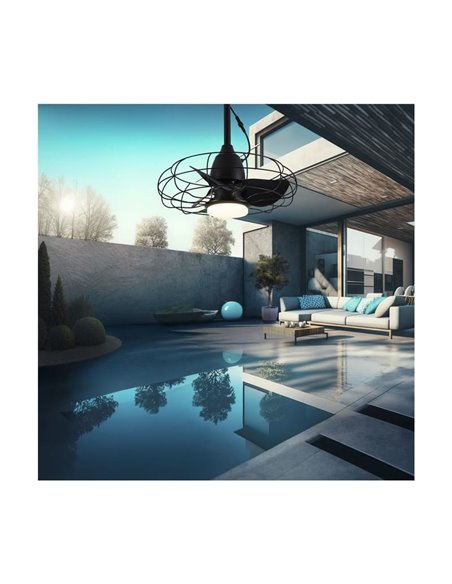 Ventilateur LED FRESHFAN, avec crochet et câble de 5 m pour extérieur, noir IP65 20 W 2 000 lm CCT Dim