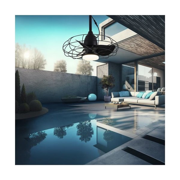 Ventilador LED FRESHFAN, con gancho y cable de 5m para exterior, negro IP65 20W 2000Lm CCT Dim