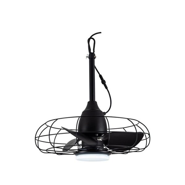 Ventilador LED FRESHFAN, con gancho y cable de 5m para exterior, negro IP65 20W 2000Lm CCT Dim