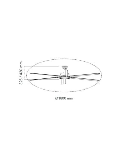 Ventilador de teto LED BIGBEN de 6 pás Ø18cm, preto 20W 2000Lm. CCT Escurecimento