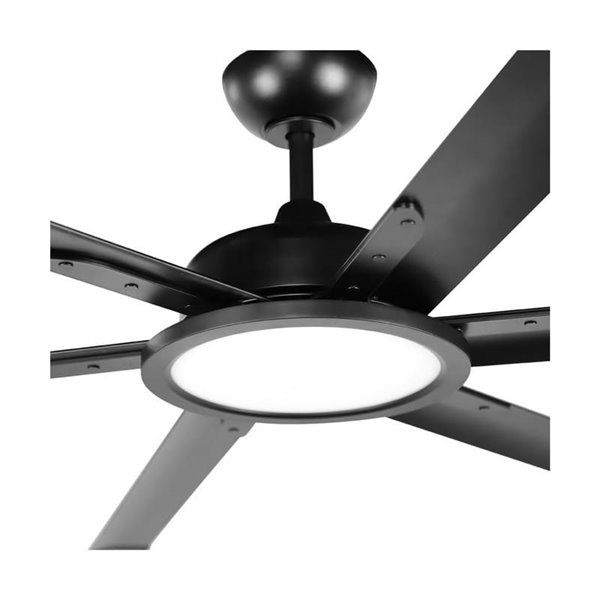 Ventilateur de plafond LED 6 pales BIGBEN Ø18cm, noir 20W 2000Lm. CCT Dim