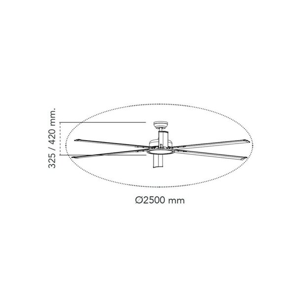 Ventilador de teto BIGBEN L LED com 6 pás, Ø25cm, preto, 20W, 2000Lm. CCT Escurecimento