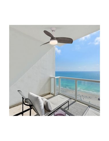 Ventilador de techo LED para exterior BYAN, blanco/ceniza 22W 2000Lm, CCT Dim, Ø15cm