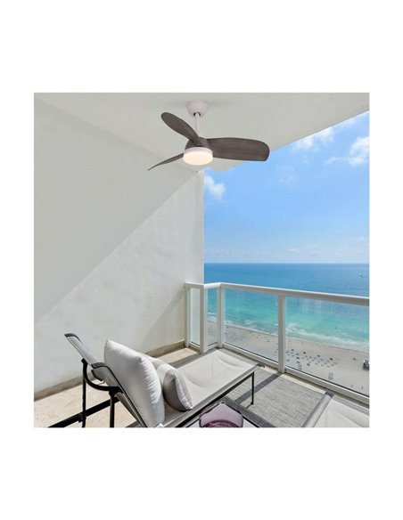 Ventilador de techo LED para exterior BYAN, blanco/ceniza 22W 2000Lm, CCT Dim, Ø15cm