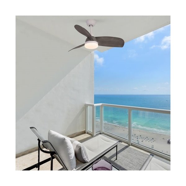 Ventilador de techo LED para exterior BYAN, blanco/ceniza 22W 2000Lm, CCT Dim, Ø15cm