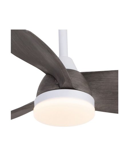 Ventilateur de plafond extérieur LED BYAN, blanc/cendre 22W 2000Lm, CCT Dim, Ø15cm