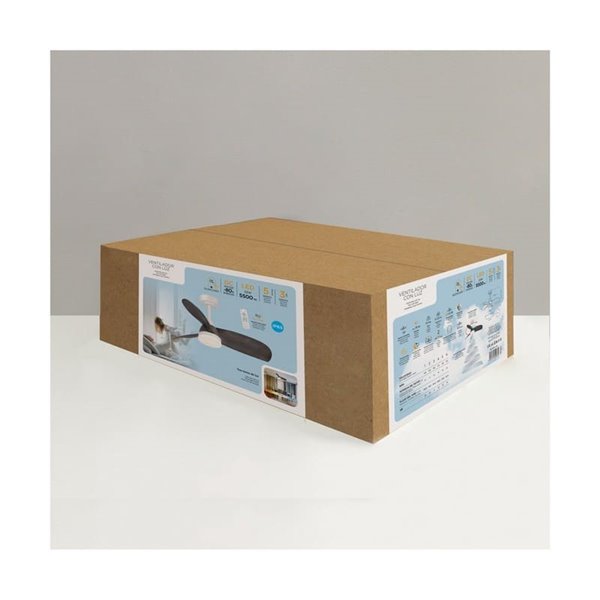 Ventilateur de plafond extérieur LED BYAN, blanc/cendre 22W 2000Lm, CCT Dim, Ø15cm