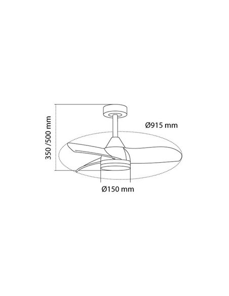Ventilador de techo LED para exterior BYAN, blanco/ceniza 22W 2000Lm, CCT Dim, Ø15cm