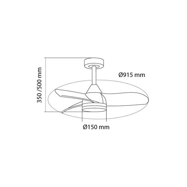 Ventilateur de plafond extérieur LED BYAN, blanc/cendre 22W 2000Lm, CCT Dim, Ø15cm
