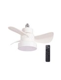 Ventilador con rosca E27 con luz LED BAYAD, Blanco 15W 1400Lm CCT Dim, Ø36cm