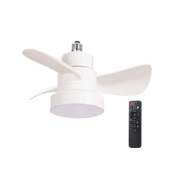 Ventilador con rosca E27 con luz LED BAYAD, Blanco 15W 1400Lm CCT Dim, Ø36cm