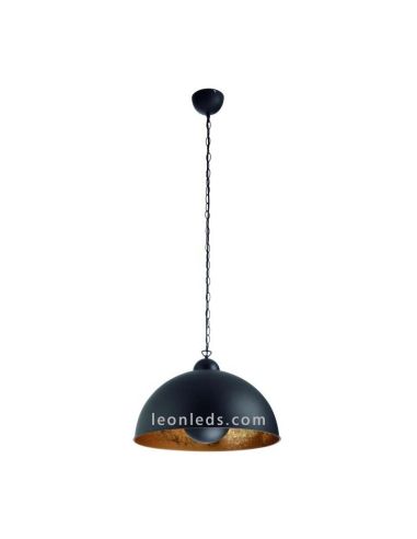 Lámpara de Techo colgante regulable en altura de color negra y dorada Tanna E27 moderna de estilo rustico | LeonLeds Iluminación