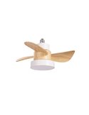 Ventilador con rosca E27 con luz LED BAYAD, blanco/haya 15W 1400Lm CCT Dim, Ø36cm