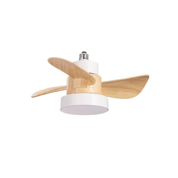 Ventilador con rosca E27 con luz LED BAYAD, blanco/haya 15W 1400Lm CCT Dim, Ø36cm