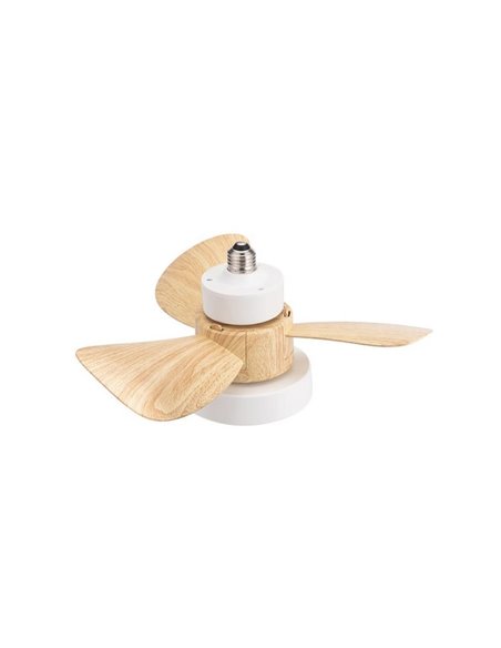 Ventilador con rosca E27 con luz LED BAYAD, blanco/haya 15W 1400Lm CCT Dim, Ø36cm