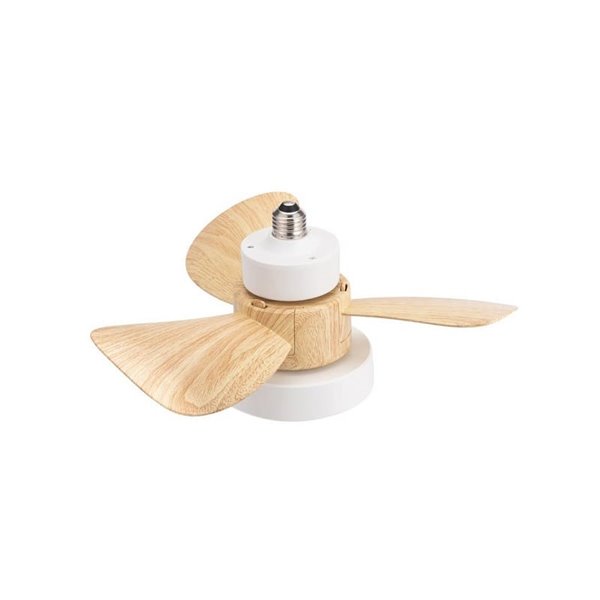 Ventilador de rosca E27 com luz LED BAYAD, branco/faia 15W 1400Lm CCT Dim, Ø36cm