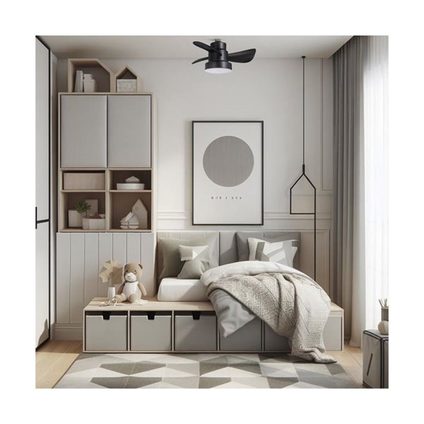 Ventilador con rosca E27 con luz LED BAYAD, negro 15W 1400Lm CCT Dim, Ø36cm