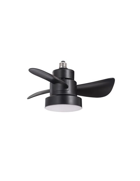 Ventilador con rosca E27 con luz LED BAYAD, negro 15W 1400Lm CCT Dim, Ø36cm