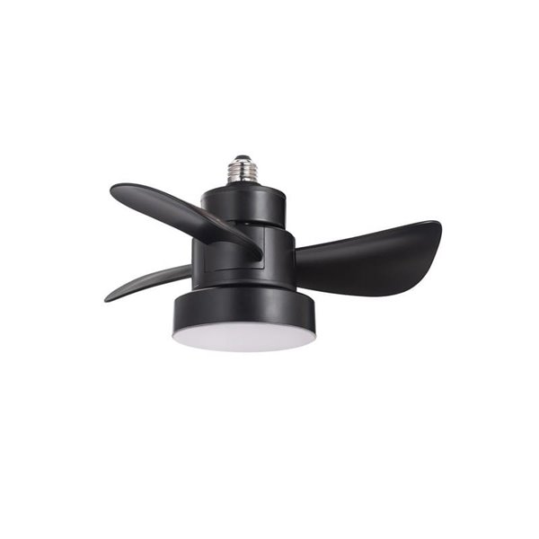 Ventilador de rosca E27 com luz LED BAYAD, preto 15W 1400Lm CCT Dim, Ø36cm