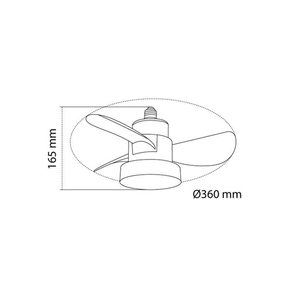 Ventilador de rosca E27 com luz LED BAYAD, preto 15W 1400Lm CCT Dim, Ø36cm