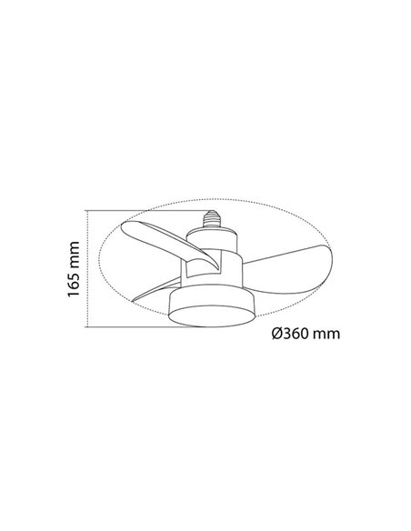 Ventilador con rosca E27 con luz LED BAYAD, negro/roble 15W 1400Lm CCT Dim, Ø36cm