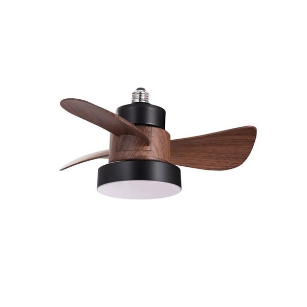 Ventilador de rosca E27 com luz LED BAYAD, preto/carvalho 15W 1400Lm CCT Dim, Ø36cm