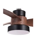 Ventilador con rosca E27 con luz LED BAYAD, negro/roble 15W 1400Lm CCT Dim, Ø36cm