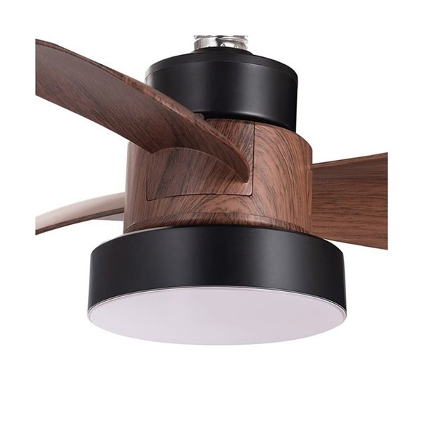 Ventilador con rosca E27 con luz LED BAYAD, negro/roble 15W 1400Lm CCT Dim, Ø36cm