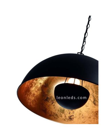 Suspensão regulável em altura em preto e dourado Tanna E27 moderno em estilo rústico | Leon Iluminação LED