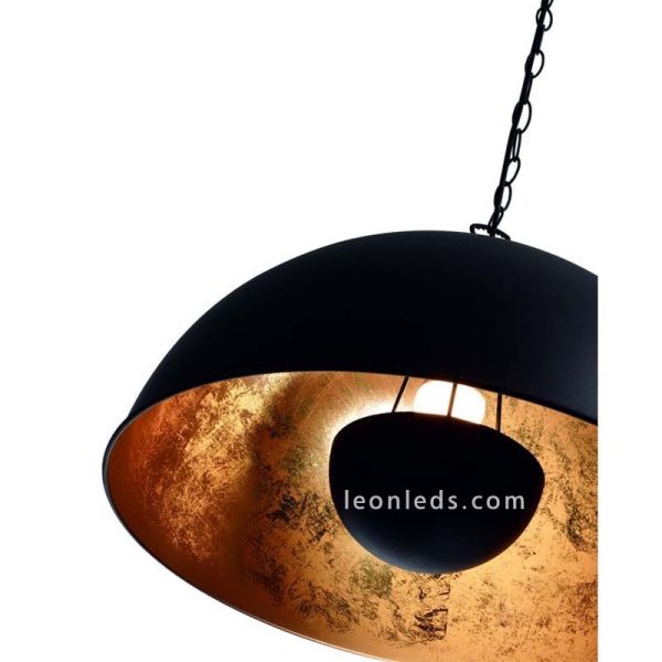 Lámpara de Techo colgante regulable en altura de color negra y dorada Tanna E27 moderna de estilo rustico | LeonLeds Iluminación