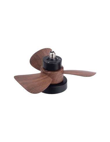 Ventilador con rosca E27 con luz LED BAYAD, negro/roble 15W 1400Lm CCT Dim, Ø36cm