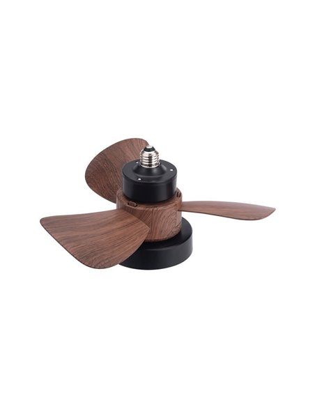 Ventilador de rosca E27 com luz LED BAYAD, preto/carvalho 15W 1400Lm CCT Dim, Ø36cm