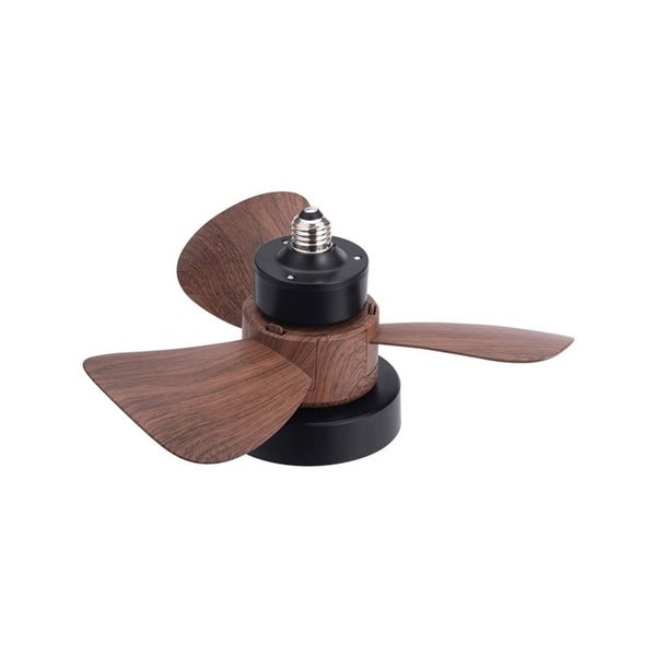 Ventilador con rosca E27 con luz LED BAYAD, negro/roble 15W 1400Lm CCT Dim, Ø36cm