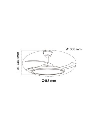 Ventilateur LED ASTOR à pales rétractables, blanc 45+9W 5565Lm CCT Dim