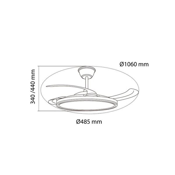 Ventilador LED ASTOR com pás retráteis, branco 45+9W 5565Lm CCT Dim