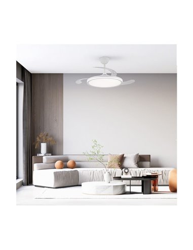 Ventilador LED ASTOR com pás retráteis, branco 45+9W 5565Lm CCT Dim
